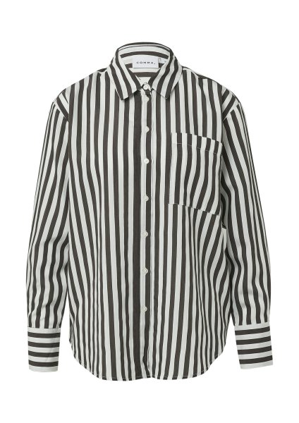 COMMA Gestreifte Relaxed-Fit-Hemdbluse mit Brusttasche 10823257