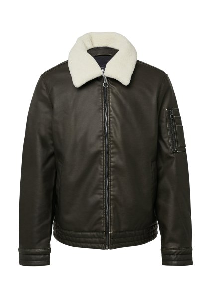 S.OLIVER Bomberjacke aus Lederimitat mit abnehmbarem Teddy-Kragen 10811173