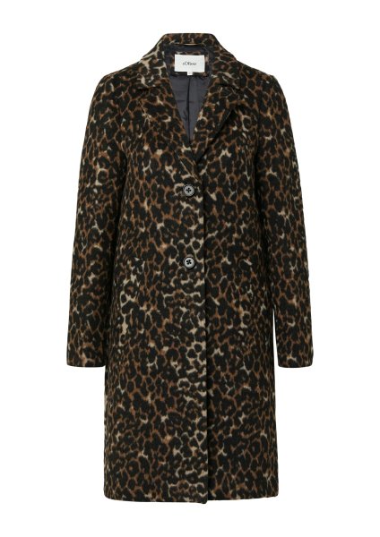 S.OLIVER Modischer Wollmantel mit Animal-Muster und Jacquard-Futter 10811422