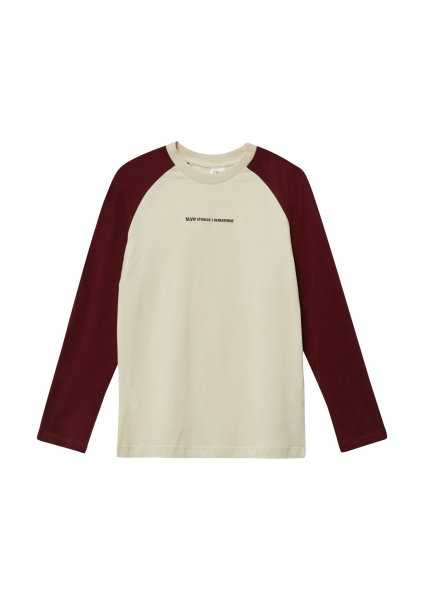 S.OLIVER Longsleeve im Colour-Blocking-Stil mit Stickerei-Detail 10814497
