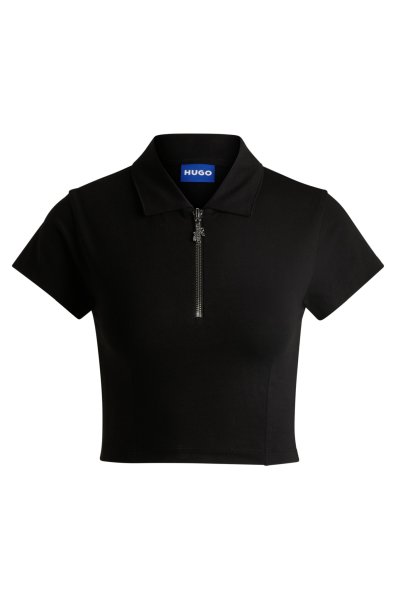 HUGO BLUE Poloshirt in Cropped-Länge aus Stretch-Baumwolle mit Reißverschlussleiste 10782316