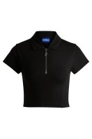 Vorschau: HUGO BLUE Poloshirt in Cropped-Länge aus Stretch-Baumwolle mit Reißverschlussleiste 10782316