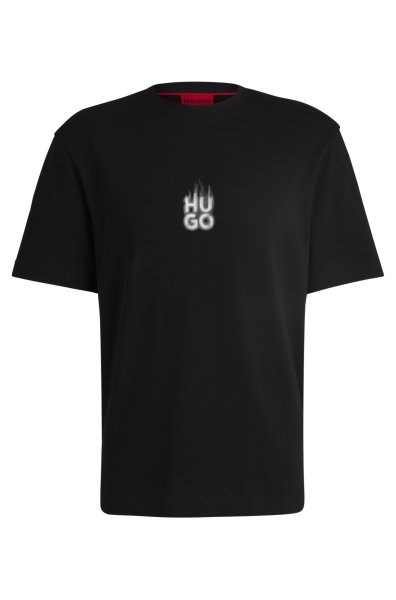 HUGO RED T-Shirt aus Baumwoll-Jersey mit Smoke-Stack-Logos 10768314