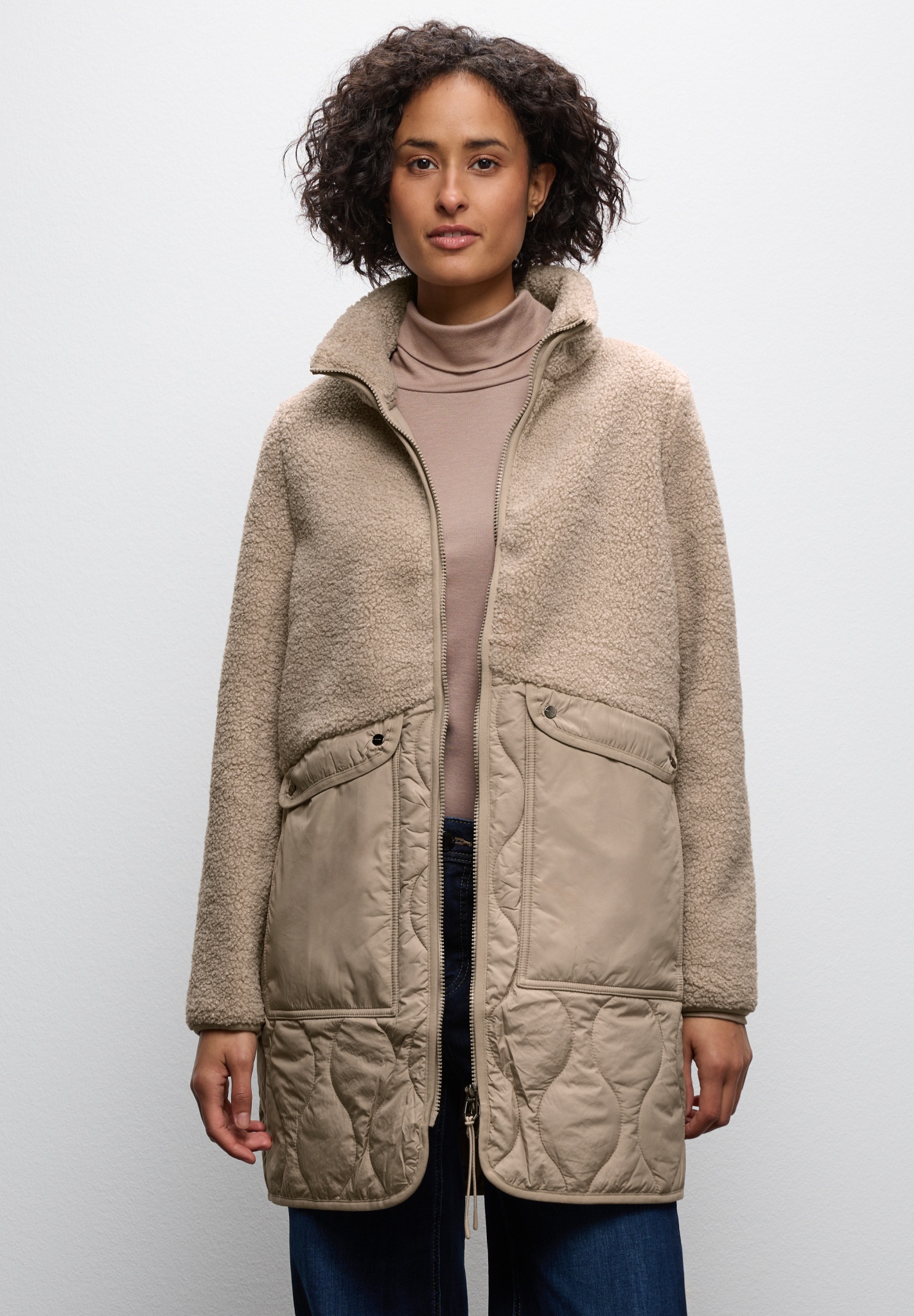 Street One Damenmantel Mit Teddy-Stepp-Mix - Kuscheliger Herbstmantel Für Stylische Tage