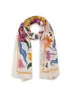 Vorschau: CODELLO Schal aus recyceltem Polyester mit Katzen-Motiv und Blumenmuster 10786919