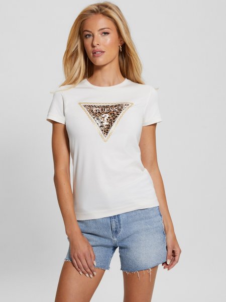 GUESS T-Shirt Stretch Logo-Dreieck strass 10759010