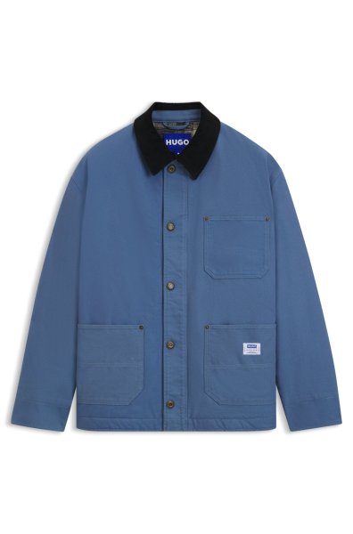 HUGO BLUE Oversized Jacke aus Baumwoll-Canvas mit Cordkragen 10811592