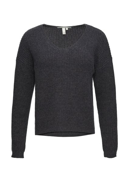 QS Pullover mit überschnittenen Schultern in Melange-Optik 10764756