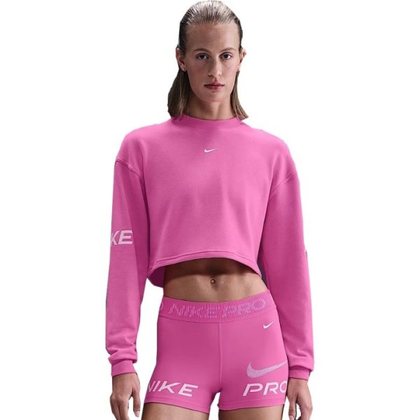 NIKE Pro Weites Dri-FIT French-Terry-Sweatshirt mit Rundhalsausschnitt (Damen) 10801564