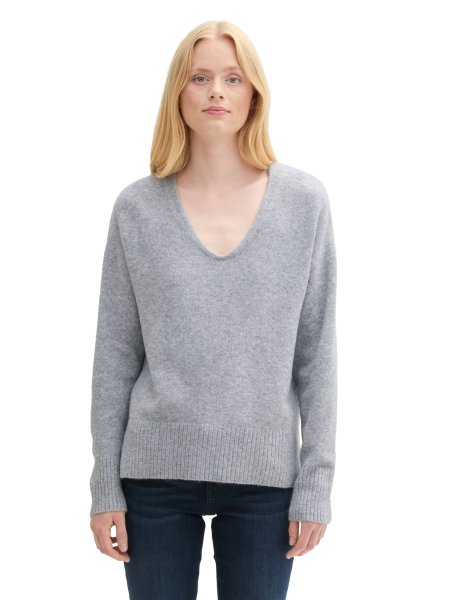 TOM TAILOR DENIM Relaxed Strickpullover mit V-Ausschnitt 10783167