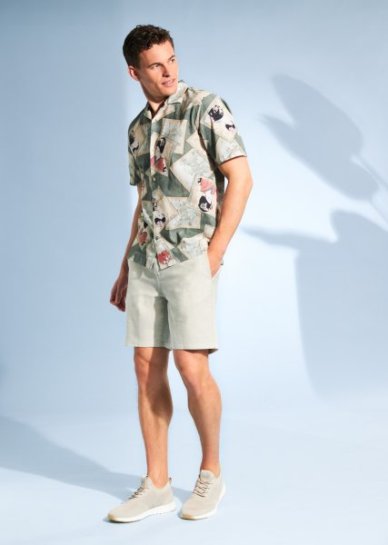 BOSS ORANGE Leinen-Mix-Shorts 10784258
