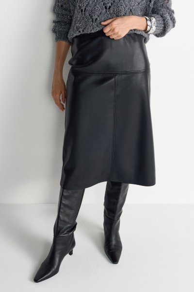 RICH & ROYAL Fake Leather Midi Rock 10833472